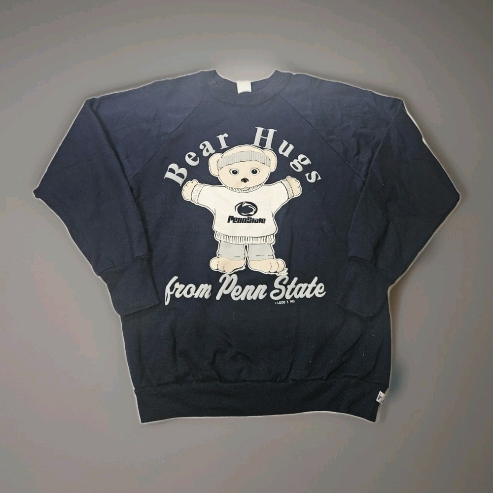 Vintage Logo 7 Penn State Nittany Lions Bear Hug Sweatshirt Adult Size Large